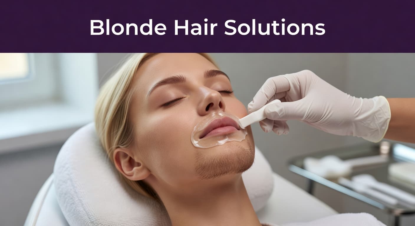 Blonde facial hair removal treatment in a professional spa setting