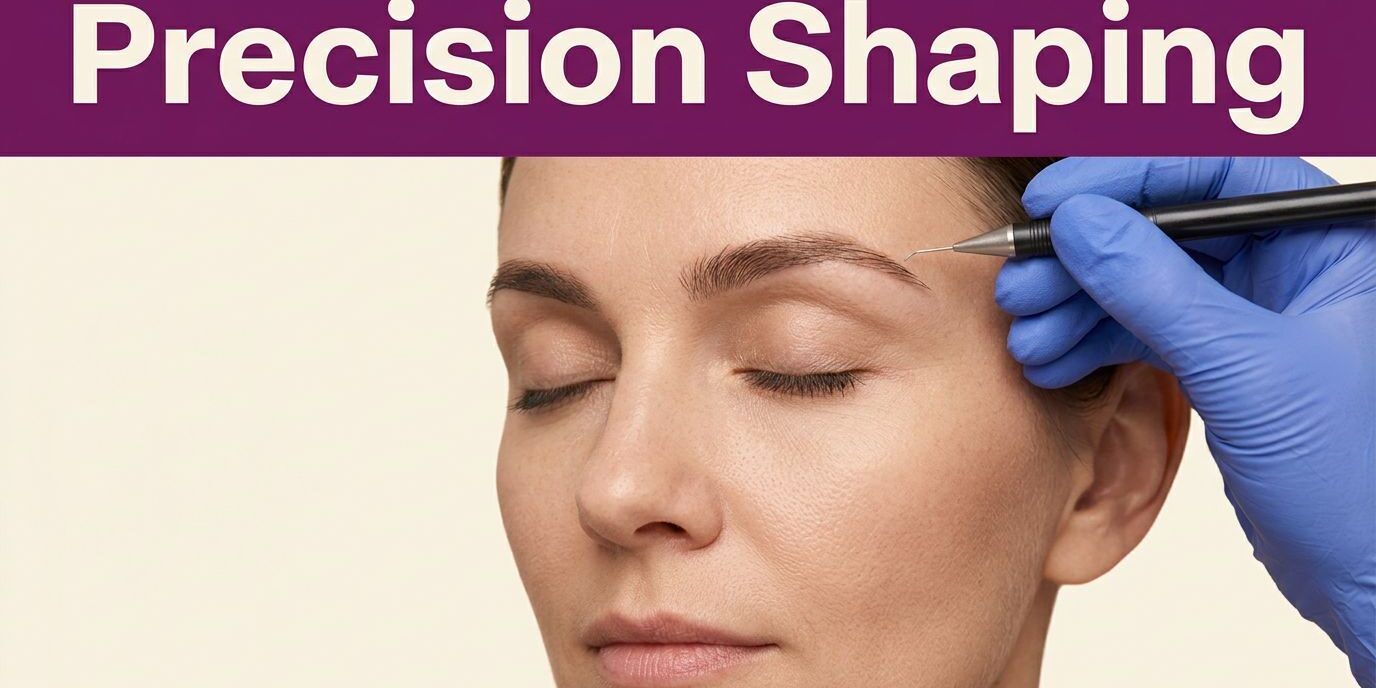 Precision Brow Shaping A gloved electrologist treats one eyebrow hair while a woman keeps her eyes closed.