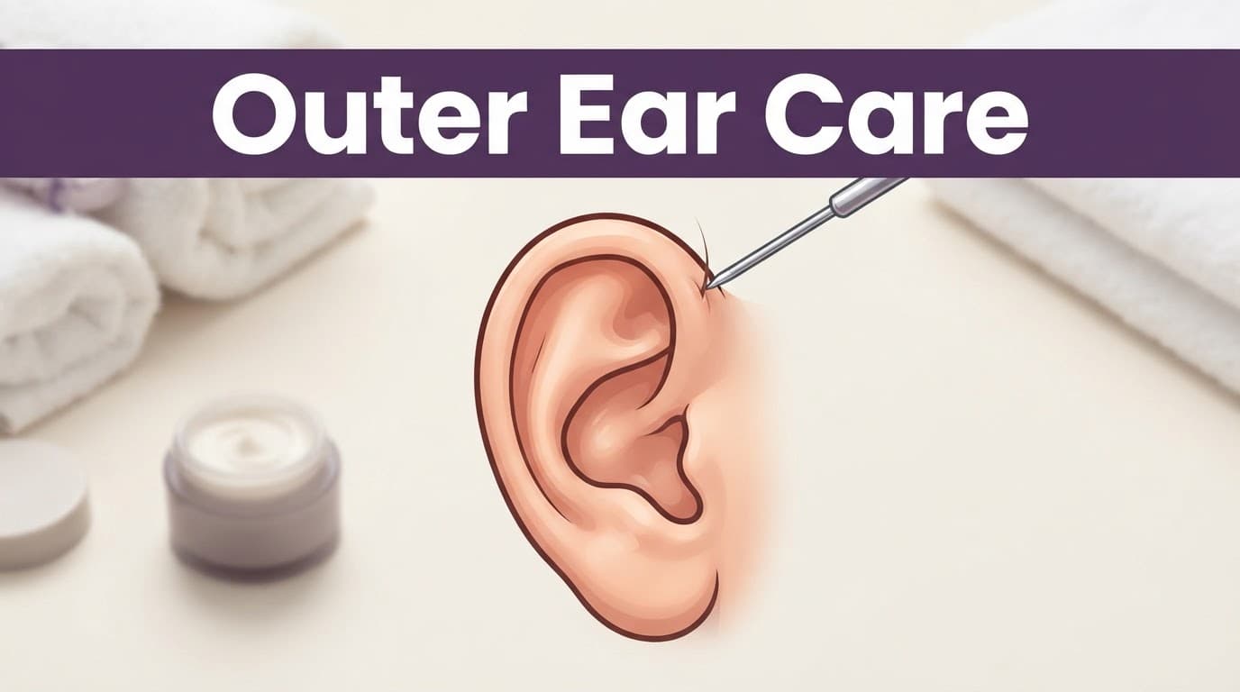 Close-up of one visible ear receiving electrolysis treatment.