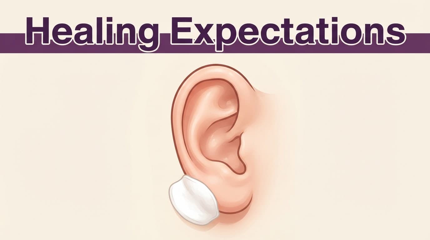 A healthy outer ear beside a cotton pad in a cream spa room.