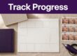 Electrolysis journal, calendar, progress photos, and treatment device arranged on a tabletop.
