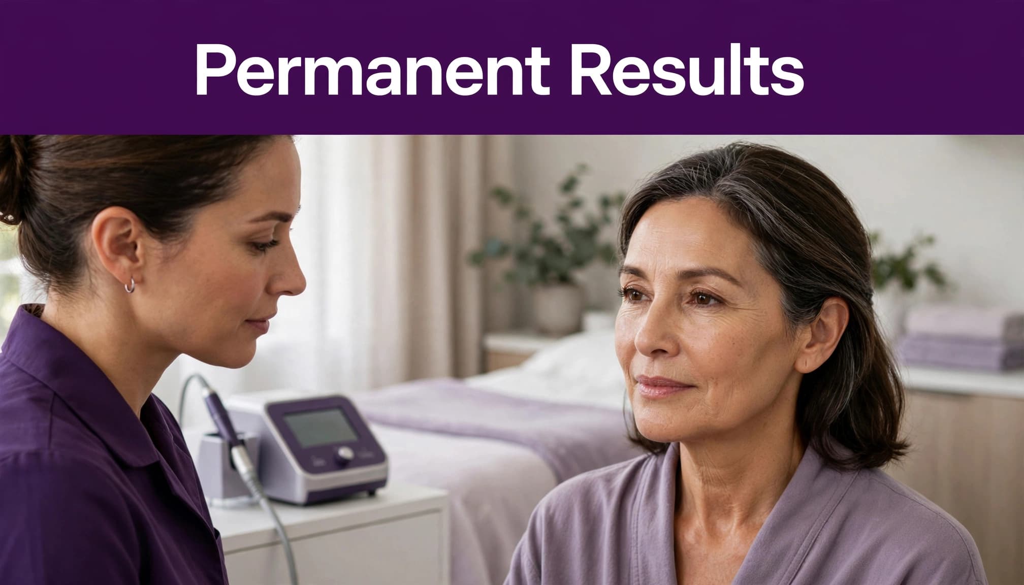 Menopause electrolysis treatment in a calm private spa room.
