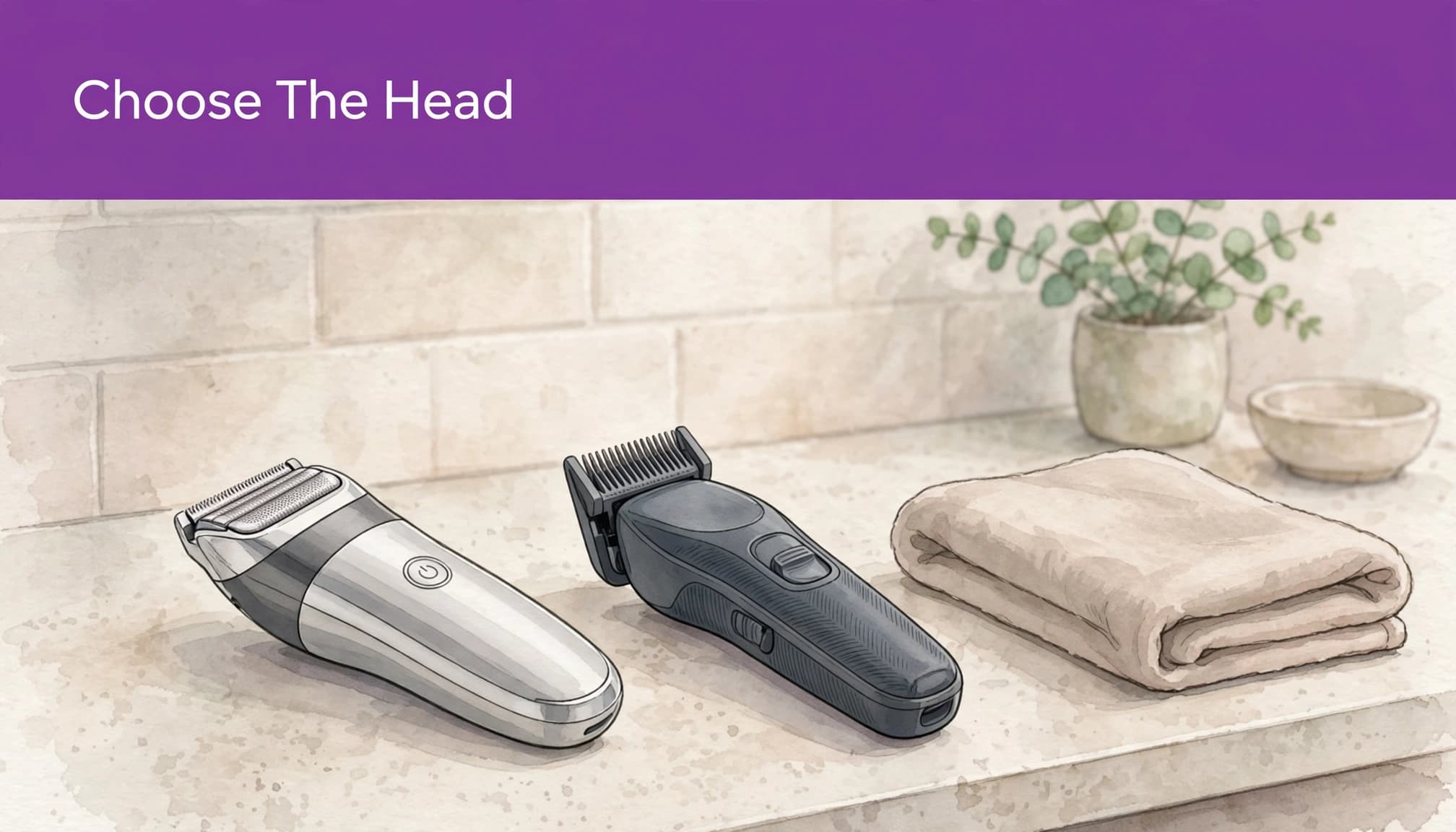 Foil and guarded cutting heads for a face and body trimmer