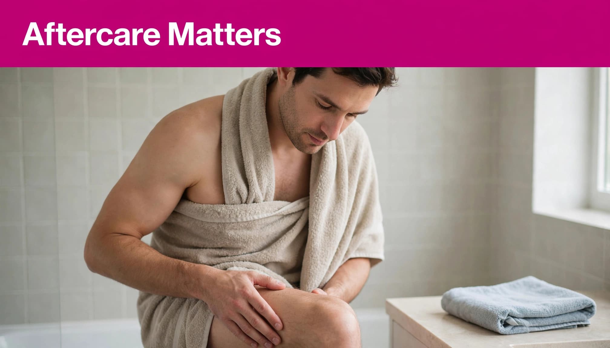 Gentle body grooming aftercare for razor bumps in men.