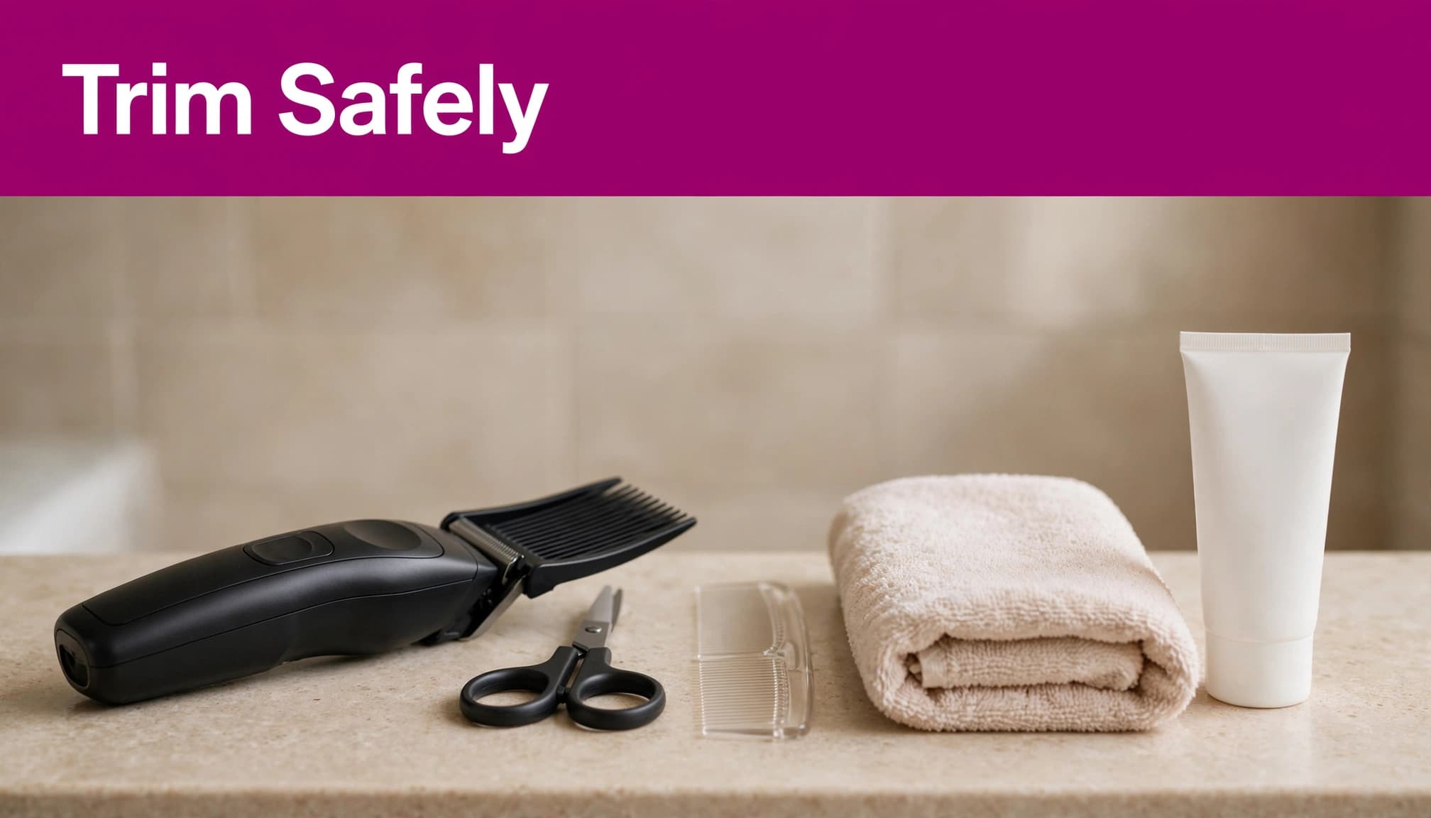 Guarded grooming tools to trim men's pubic hair safely
