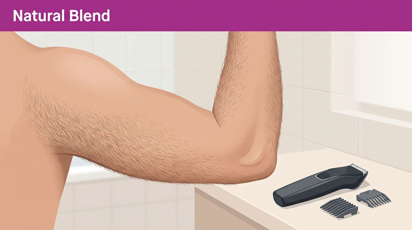 Illustration of an upper arm with a trimmer and guards for gradual blending