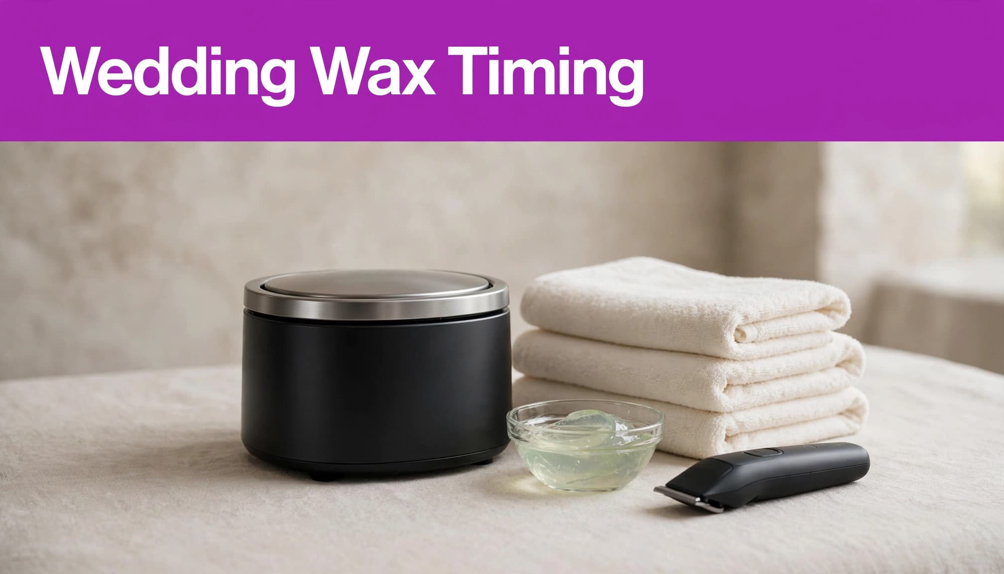 Men's wedding waxing supplies prepared in a private spa treatment room